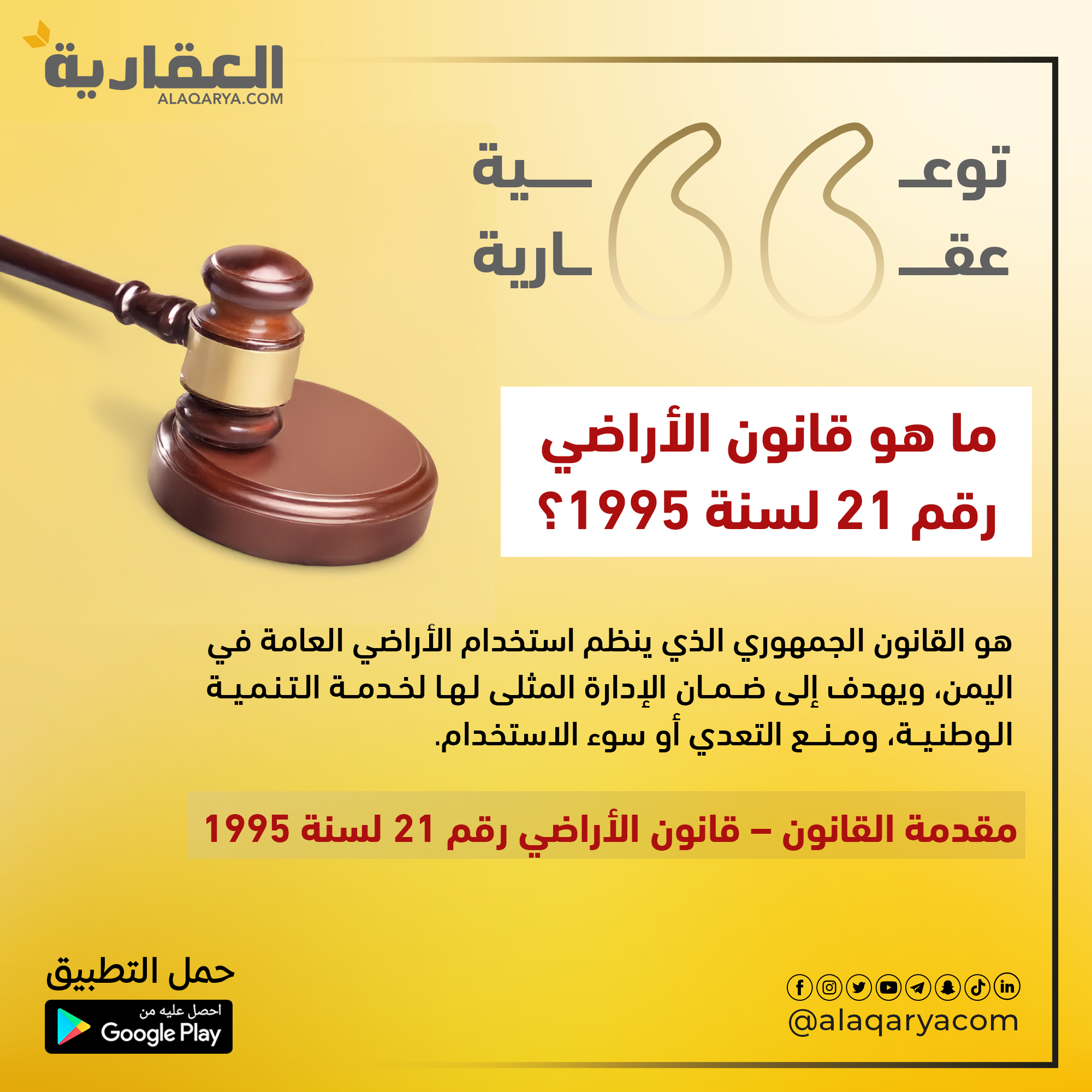ما هو قانون الأراضي رقم 21 لسنة 1995؟